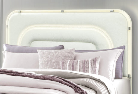 Lyra Beige Queen Bed with LED