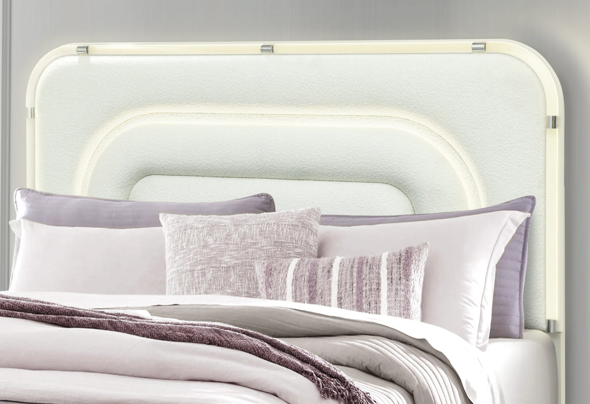 Lyra Beige King Bed with LED