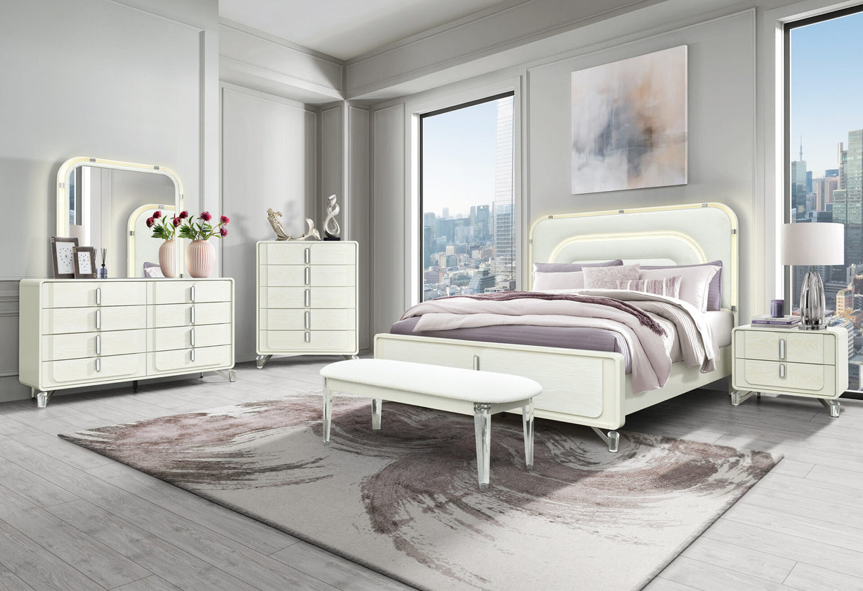 Lyra Beige King Bed with LED