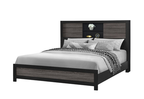 Lisbon Grey/Black Bookcase King Bed Group