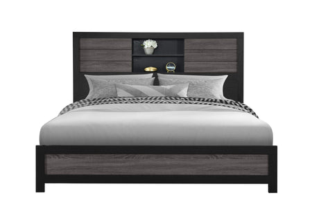 Lisbon Grey/Black Bookcase King Bed