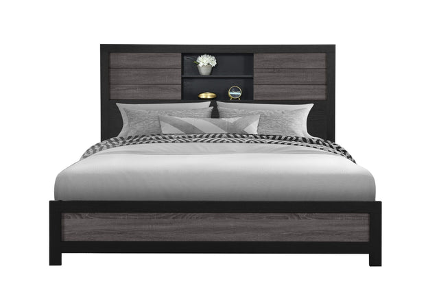 Lisbon Grey/Black Bookcase King Bed
