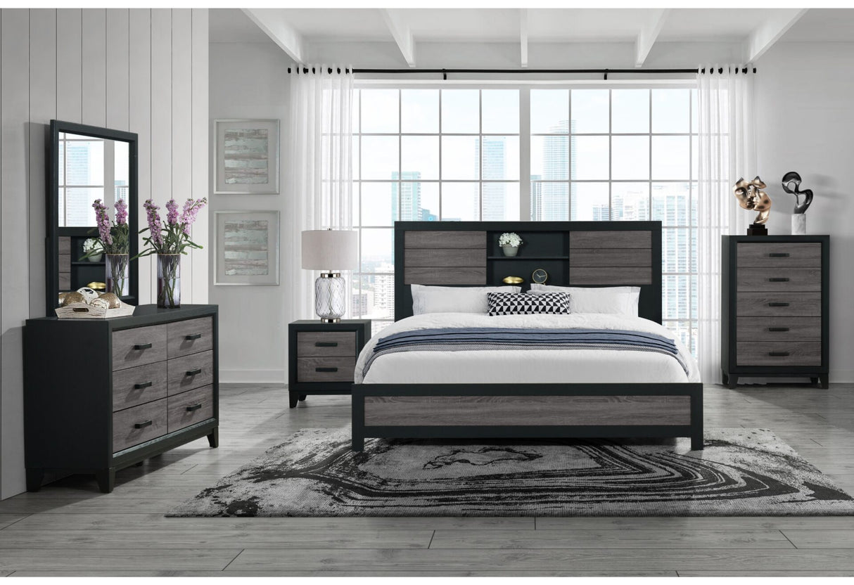 Lisbon Grey/Black Bookcase Full Bed Group