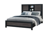 Lisbon Grey/Black Bookcase Queen Bed