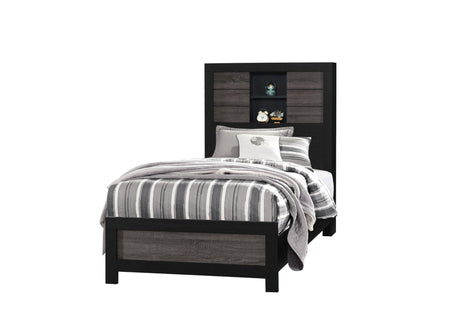 Lisbon Grey/Black Bookcase Twin Bed