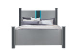 Logan Silver King Bed with LED and Speakers