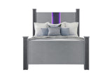 Logan Silver Queen Bed with LED and Speakers