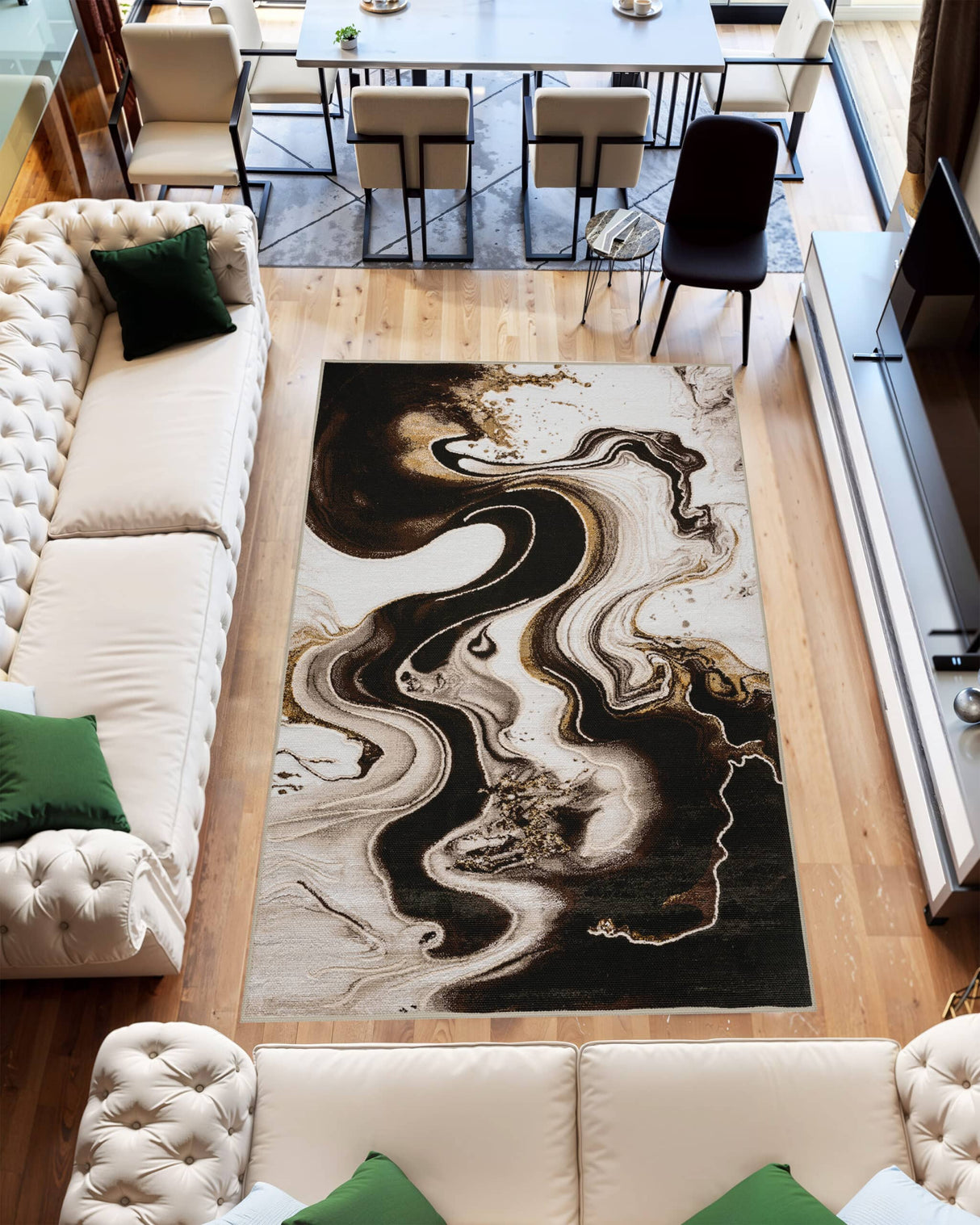 Marble Area Rug 1060 Black