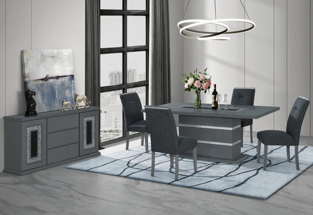 Monaco Dark Grey Dining Table and 4 Monaco Dark Grey Dining Chairs