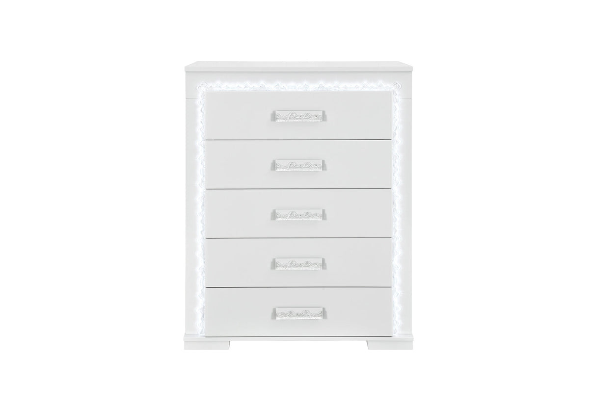 Naomi Silver Marble Chest with LED