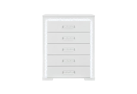 Naomi Silver Marble Chest with LED