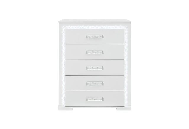 Naomi Silver Marble Chest with LED