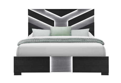 Optimus Black King Bed with LED