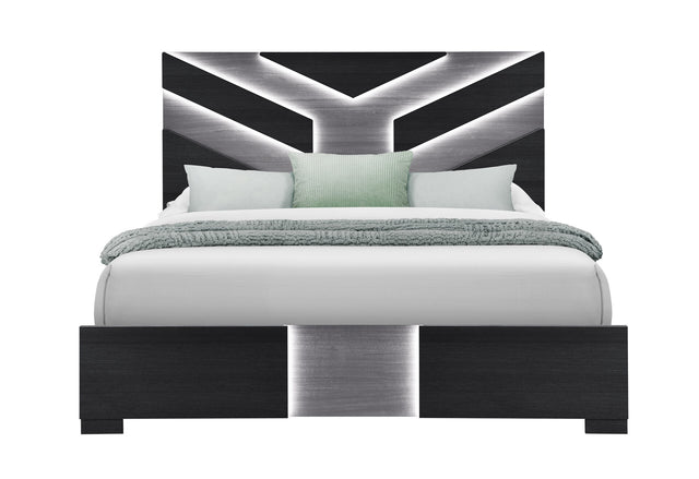 Optimus Black King Bed with LED