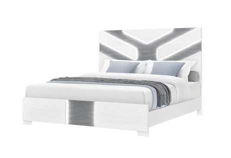 Optimus White King Bed with LED
