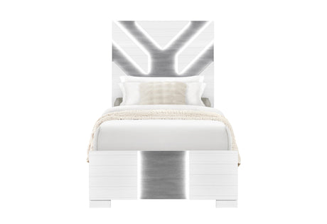 Optimus White Full Bed with LED