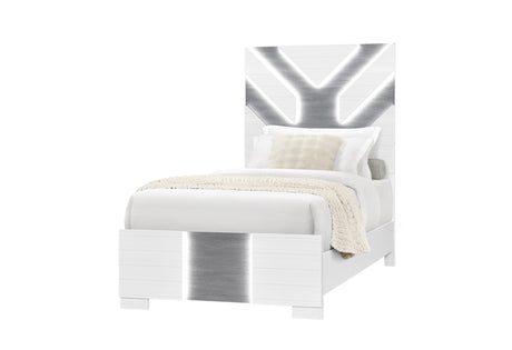 Optimus White Full Bed with LED