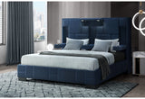 Oscar Navy Blue King Bed No Wood Trim