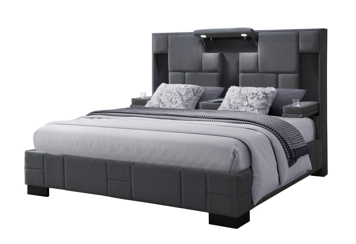 Oscar Dark Grey 8 Queen Bed No Wood Trim