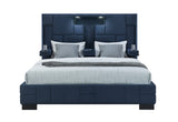 Oscar Navy Blue King Bed No Wood Trim