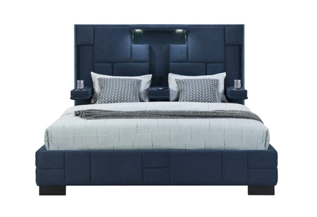 Oscar Navy Blue King Bed No Wood Trim