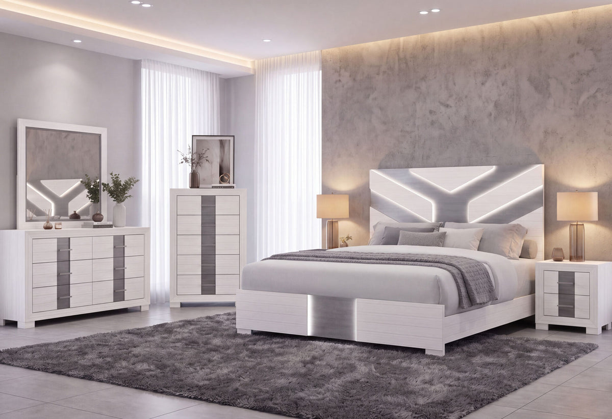 Optimus White Full Bed Group