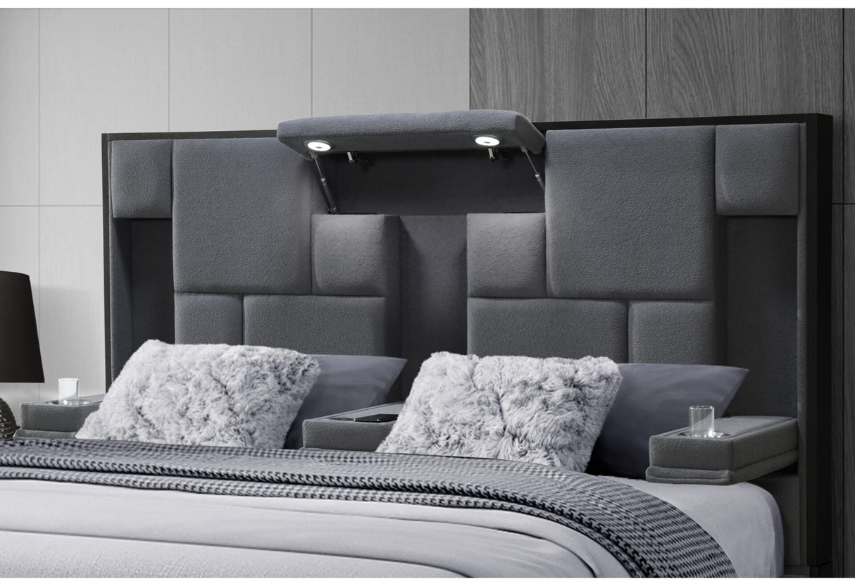 Oscar Dark Grey 8 Queen Bed No Wood Trim
