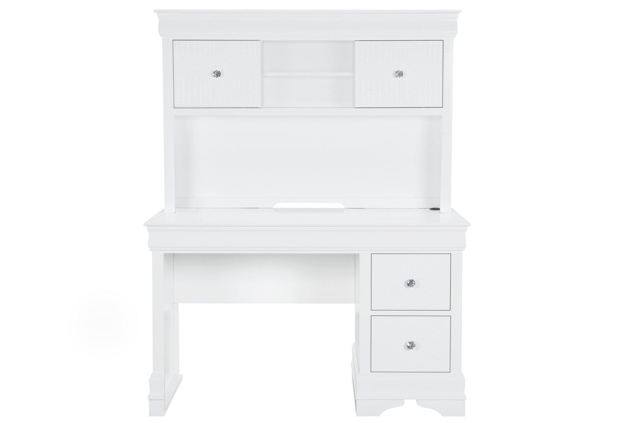 Pompei Metallic White Bookcase Twin Bed with LED