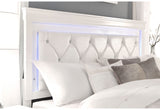 Pompei Metalliic White King Bed with LED