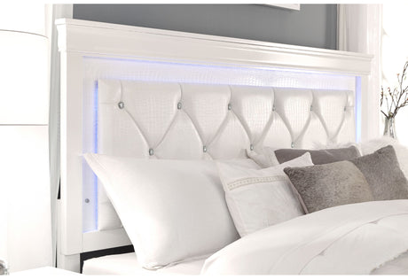 Pompei Metallic White Queen Bed with LED