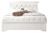 Pompei Metalliic White King Bed with LED