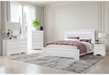 Pompei Metallic White King Bed Group with LED