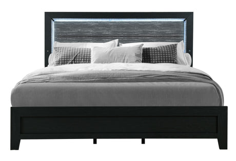 Reid Black Queen Bed Group with LED