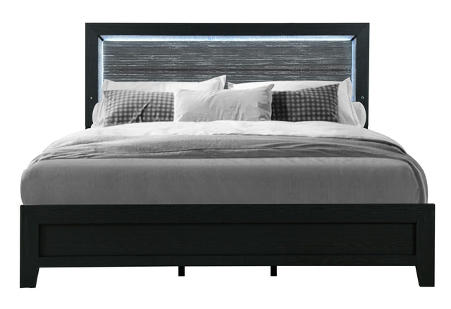 Reid Black King Bed with LED