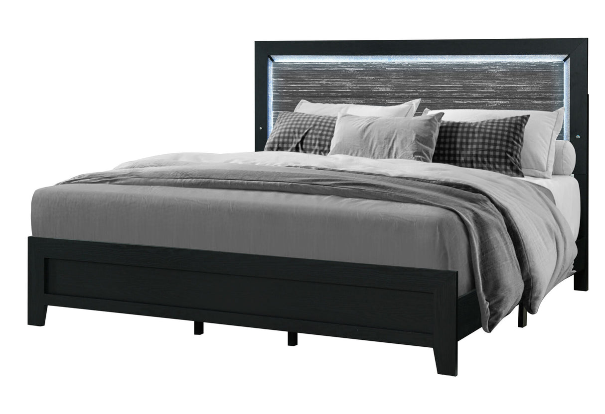 Reid Black Full Bed Group with LED