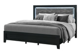 Reid Black Queen Bed with LED