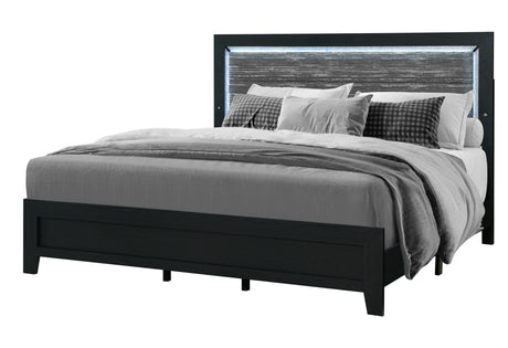 Reid Black King Bed Group with LED