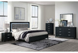 Reid Black King Bed Group with LED