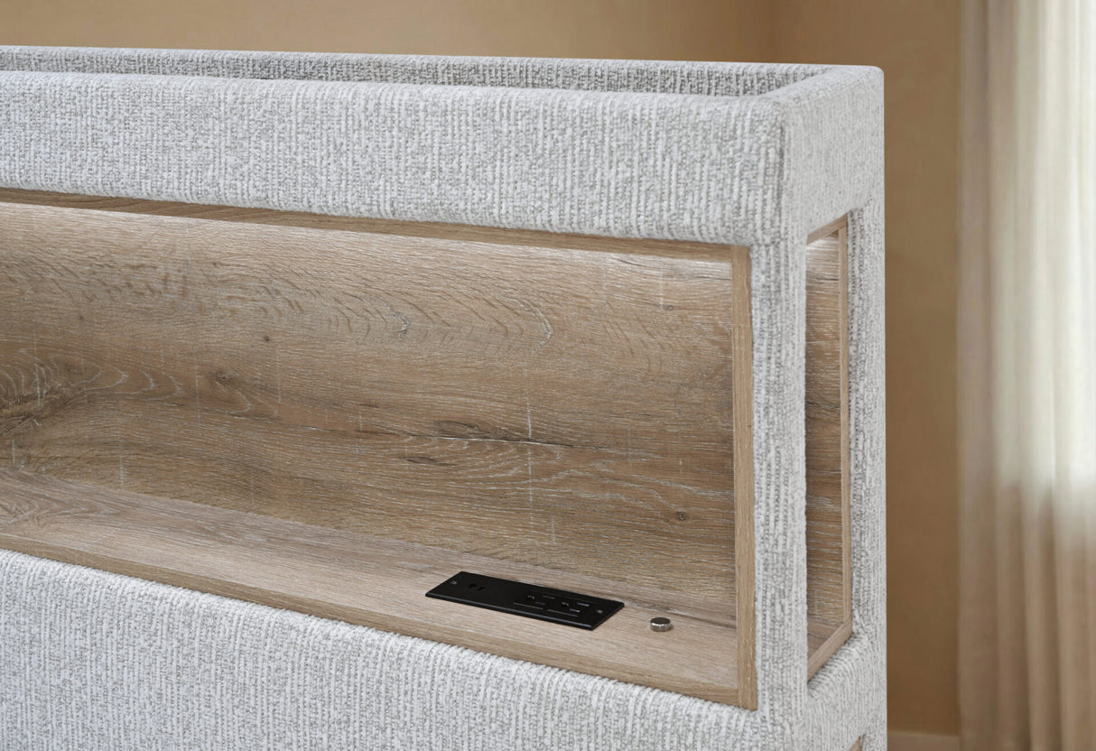 Sadie Beige King Bed with Storage