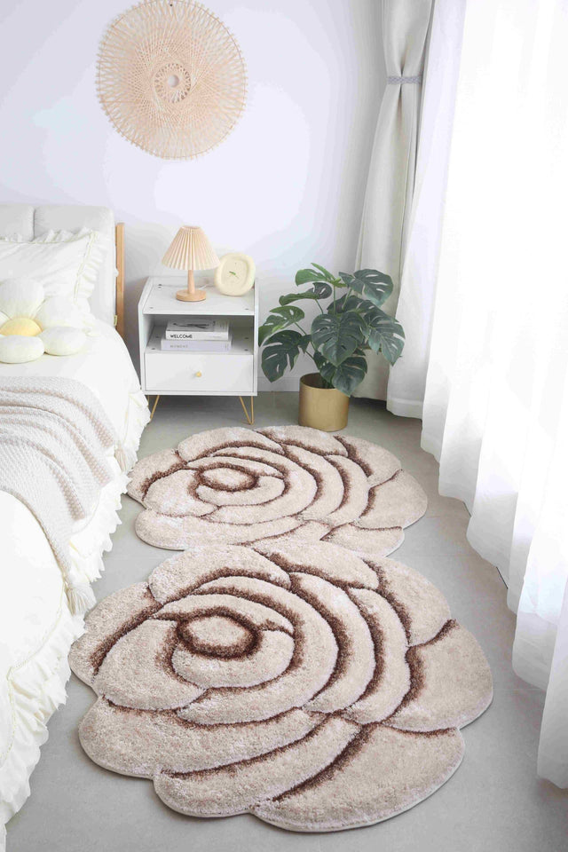 Faux Fur Rug Double Rose Beige