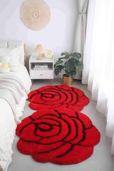 Faux Fur Rug Double Rose Red
