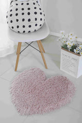 Faux Fur Rug Heart Pink