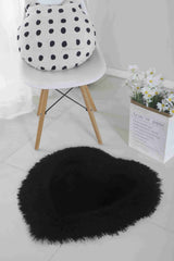 Faux Fur Rug Heart Black