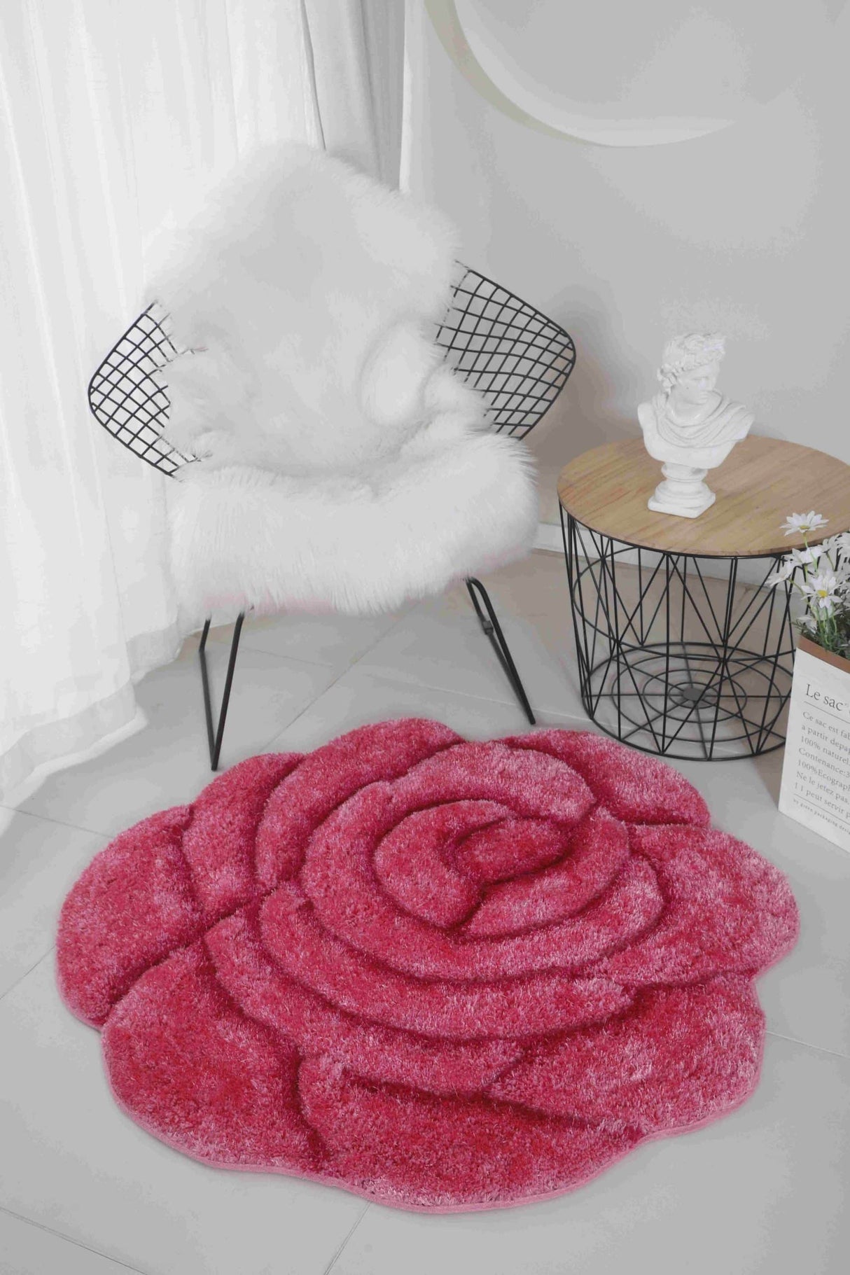 Faux Fur Rug Rose