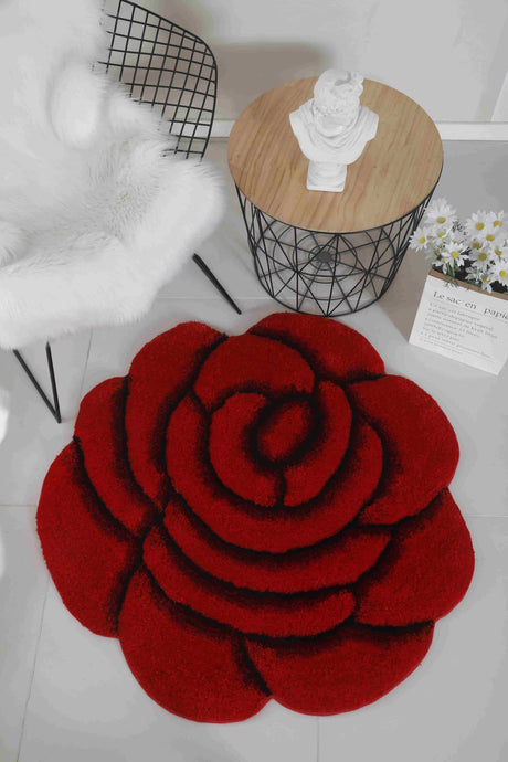 Faux Fur Rug Rose Red