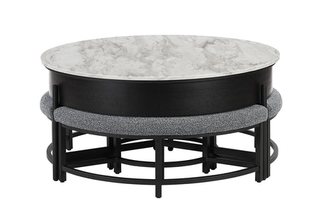 T42 Black Coffee Table with 3 Stools