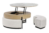 T42 Natural Coffee Table with 3 Stools