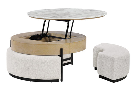 T42 Natural Coffee Table with 3 Stools