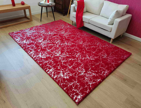 Timmy-S Shaggy Rug Td3396-B2-Red+Silver Red