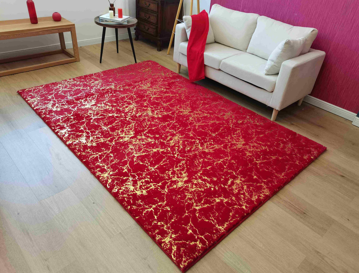 Timmy-S Shaggy Rug Td3396-B5-Red+Gold Red